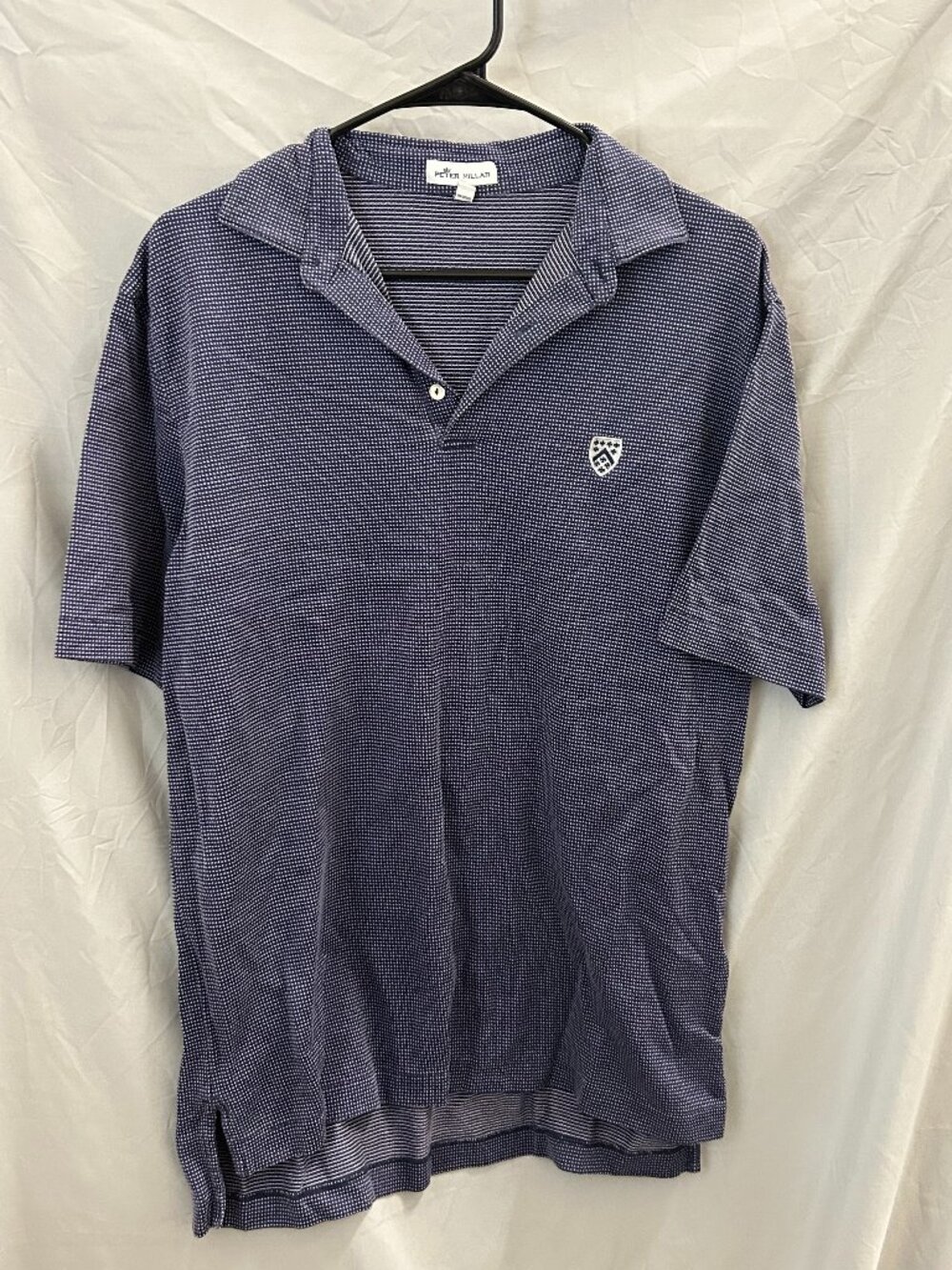 Peter Millar Men's Navy Blue Design Print Polo with Logo Size Medium